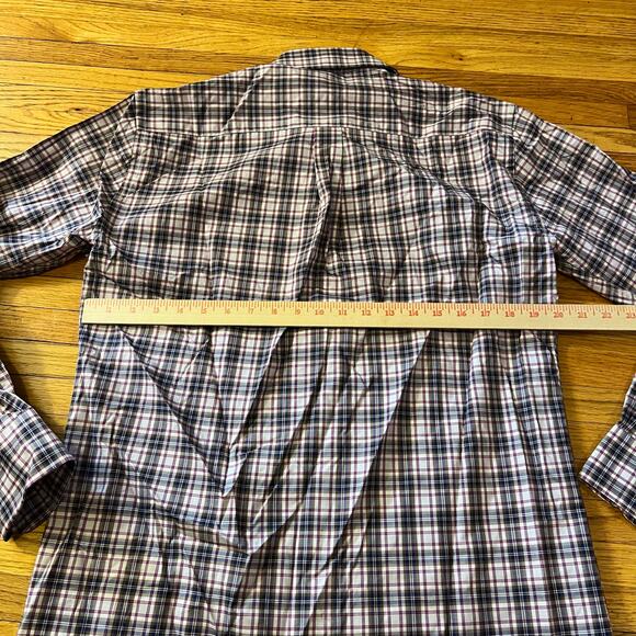 Peter Millar Shirt Mens Medium Plaid Long Sleeve Button Up Red Blue - Picture 4 of 6